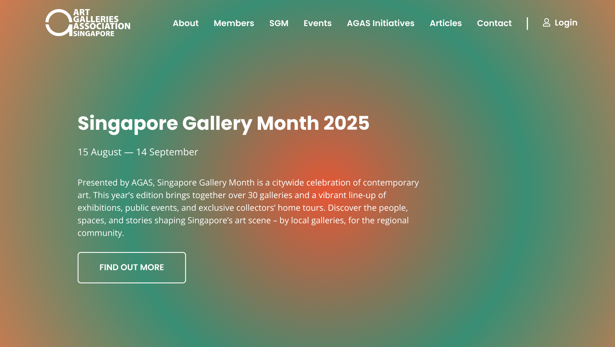 AGAS website homepage showing association information and navigation